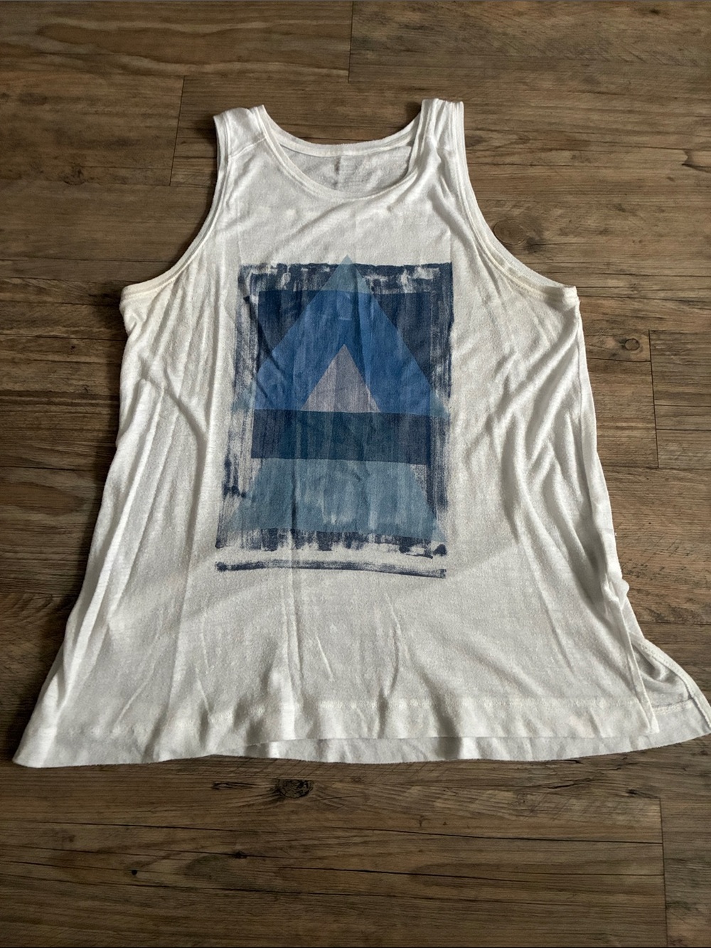 Old Navy White Tank Top with Blue Graphic